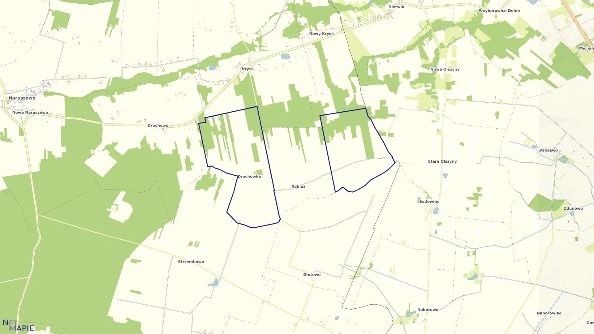 Mapa obrębu DROCHÓWKA w gminie Naruszewo