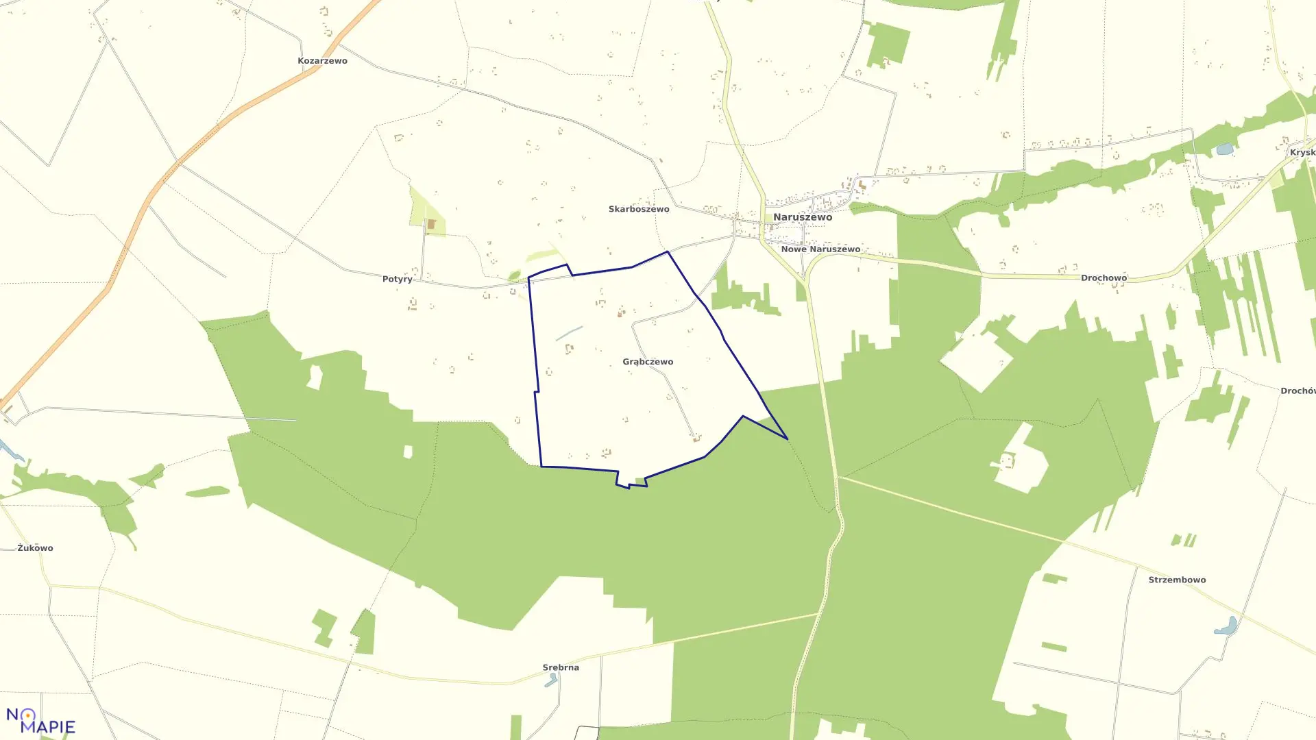 Mapa obrębu GRĄBCZEWO w gminie Naruszewo