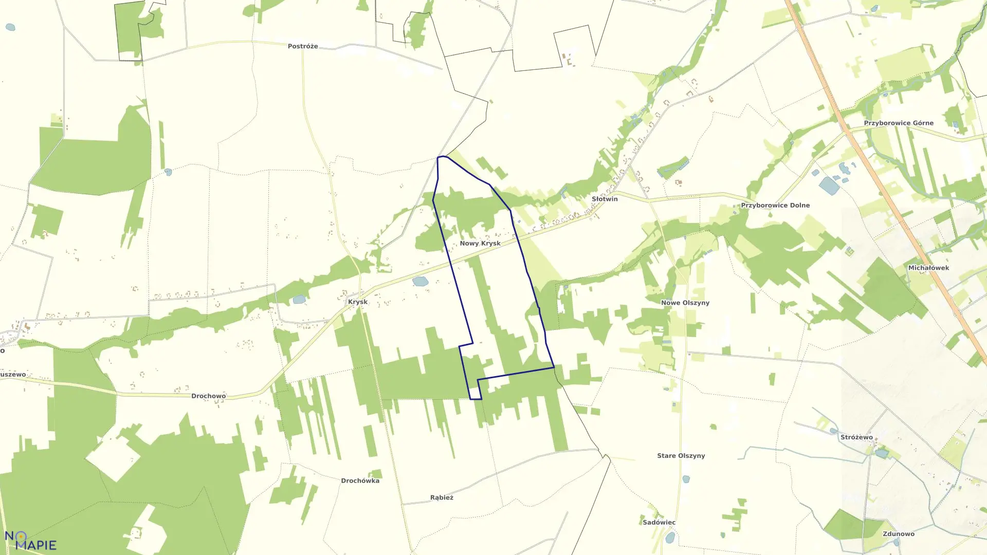 Mapa obrębu KRYSK NOWY w gminie Naruszewo