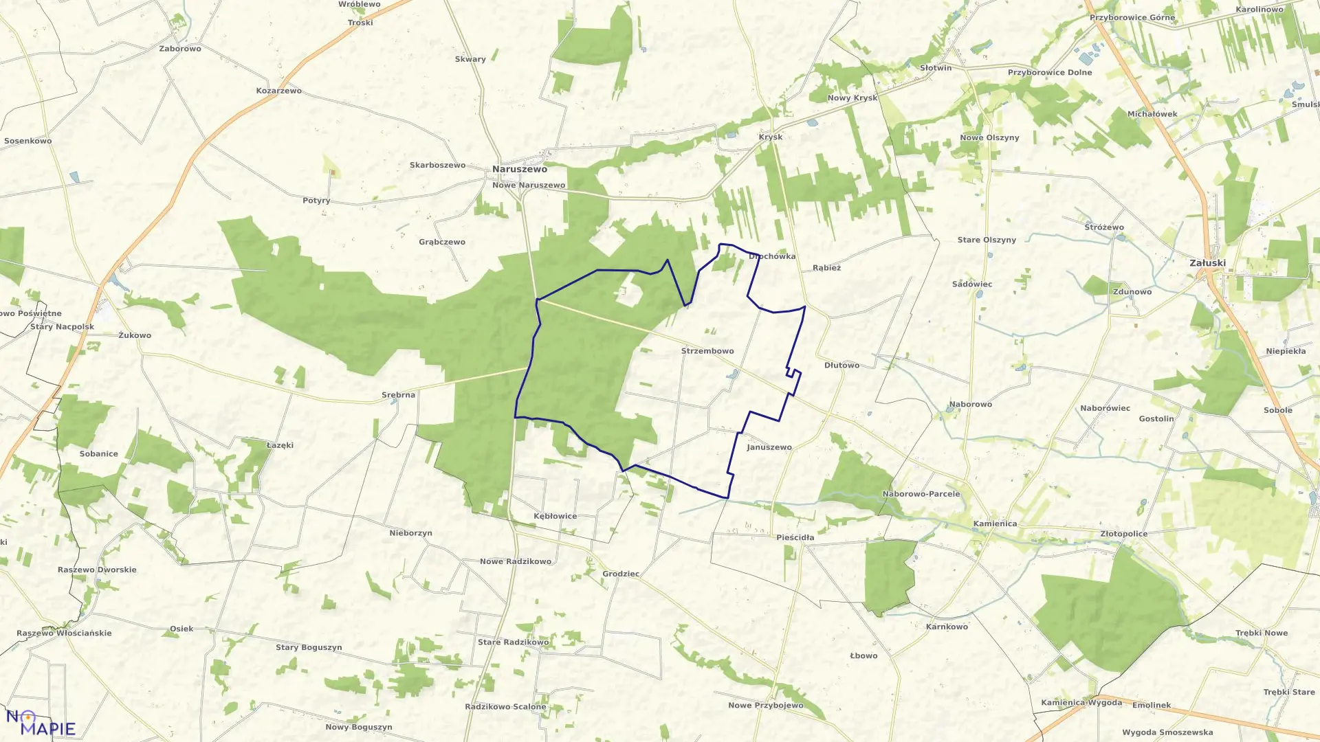 Mapa obrębu STRZEMBOWO w gminie Naruszewo